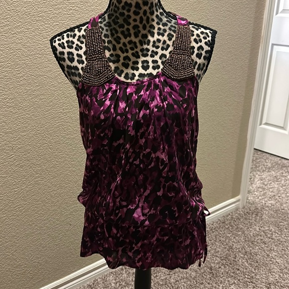 Women’s sleeveless top, leopard print, beading, size M - Picture 1 of 9